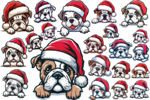 Bulldog Wearing Santa Hat - Ai Generative png