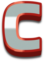 3D Elegant Red Alphabet Letter C png