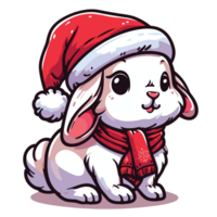 Beautiful Rabbit Wearing Santa Hat - Ai Generative png