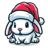 Beautiful Rabbit Wearing Santa Hat - Ai Generative png