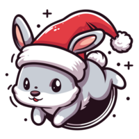 magnifique lapin portant Père Noël chapeau - ai génératif png