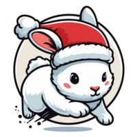 magnifique lapin portant Père Noël chapeau - ai génératif png