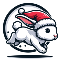 Beautiful Rabbit Wearing Santa Hat - Ai Generative png