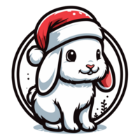 Beautiful Rabbit Wearing Santa Hat - Ai Generative png