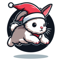 Beautiful Rabbit Wearing Santa Hat - Ai Generative png