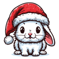 mooi konijn vervelend de kerstman hoed - ai generatief png