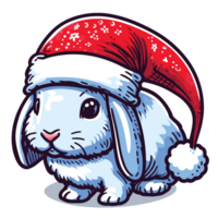 Beautiful Rabbit Wearing Santa Hat - Ai Generative png