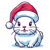 Beautiful Rabbit Wearing Santa Hat - Ai Generative png
