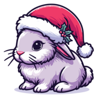 Beautiful Rabbit Wearing Santa Hat - Ai Generative png