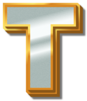 3d elegante oro plata alfabeto letra t png