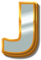 3D Elegant Gold Silver Alphabet Letter J png