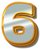 3D Elegant Gold Silver Alphabet Number 6 png