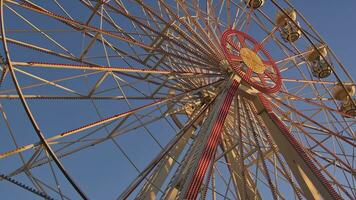 Ferris Wheel on Blue Sky Background Footage. video