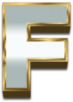 3d guld silver- lutning alfabet brev f png
