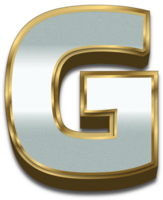 3D Gold Silver Gradient Alphabet Letter G png