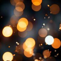 Blurred bokeh, bright lights, lighting on a dark background - AI generated image photo