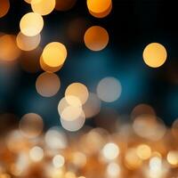 Blurred bokeh, bright lights, lighting on a dark background - AI generated image photo