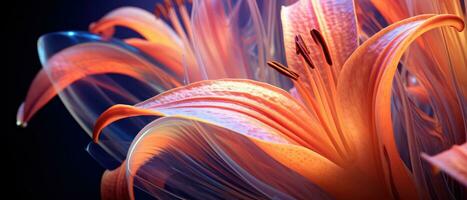 Detailed close-up of lily petals. AI Generative photo