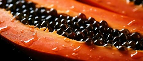 Macro view of papaya. AI Generative photo