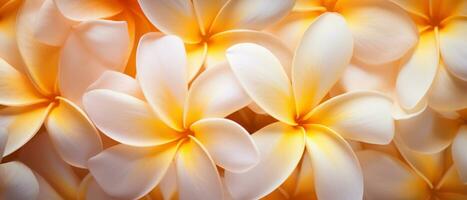 Macro capture of a Plumeria flower. AI Generative photo