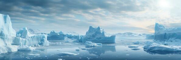 prístino ártico vista con imponente hielo formaciones ai generativo foto