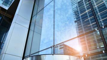 Modern building.Modern office building with facade of glass photo
