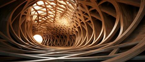 Intriguing abstract scene with wooden structures. AI Generative photo