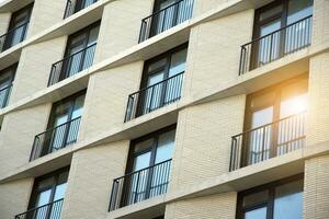 Modern European residential apartment buildings quarter. Abstract architecture, fragment of modern urban geometry. photo