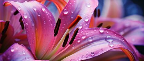 Detailed close-up of lily petals. AI Generative photo