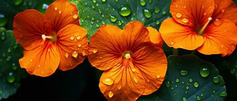 Striking macro capture of a Nasturtium flower. AI Generative photo