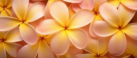 Macro capture of a Plumeria flower. AI Generative photo