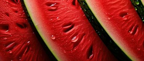 Detailed macro view of watermelon flesh. AI Generative photo