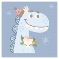 Knitted winter dragon character background png