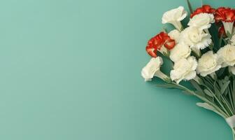 A striking arrangement of red and white carnations, symbolizing love and pure admiration. AI Generative photo