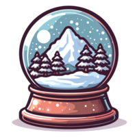 arboles y montaña dentro nieve globo clipart - ai generativo png