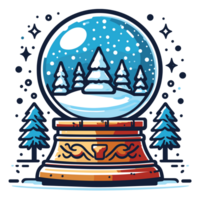 Trees And Mountain Inside Snow Globe Clipart - Ai Generative png