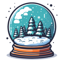 arboles y montaña dentro nieve globo clipart - ai generativo png