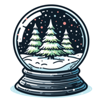 Trees And Mountain Inside Snow Globe Clipart - Ai Generative png