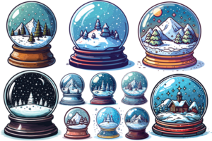 Trees And Mountain Inside Snow Globe Clipart - Ai Generative png