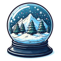 Trees And Mountain Inside Snow Globe Clipart - Ai Generative png