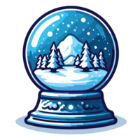 Trees And Mountain Inside Snow Globe Clipart - Ai Generative png