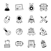 Set of School Accessories Glyph Icons vector