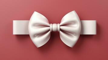 White bow ribbon on red festive ai generated background image photo