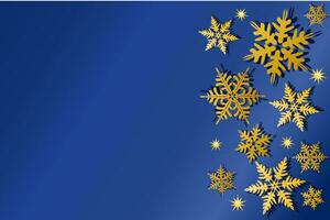 Christmas snowflakes background golden luxury blue background vector