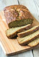 Zucchini bread on the wooden board photo