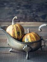 Ornamental pumpkins closeup photo
