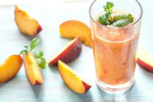 Peach smoothie glass photo