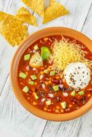 Bowl of taco soup photo