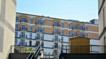 Modern European residential apartment buildings quarter. Abstract architecture, fragment of modern urban geometry. photo