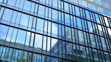 Modern building.Modern office building with facade of glass photo